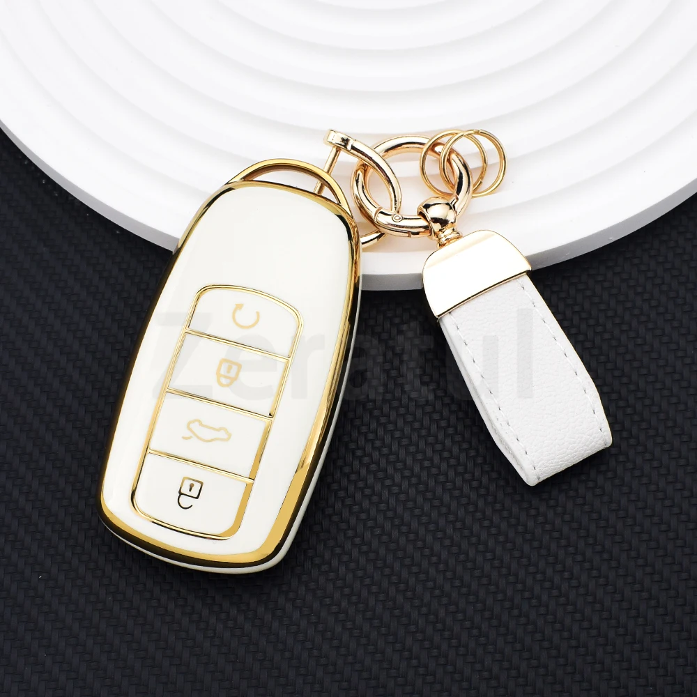 Soft TPU Car Smart Key Case Cover and Keychain Protector - Premium Car Accessories