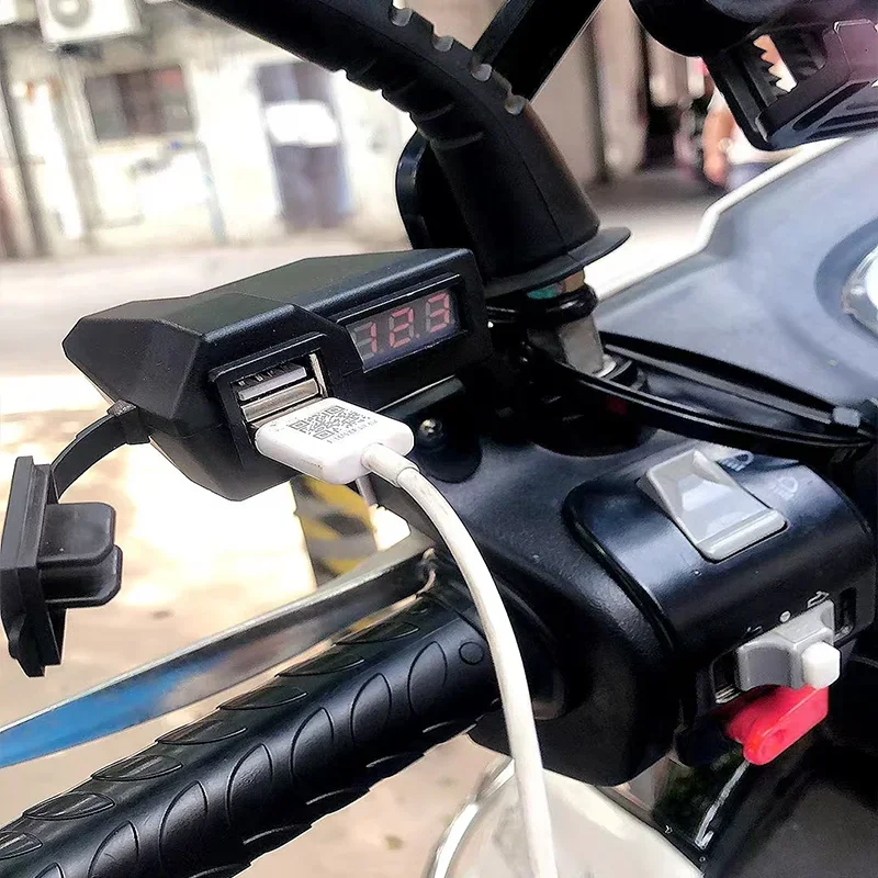 Universal Motorcycle Dual USB Charger Waterproof Motorcycle Mobile Phone Charger Charging Socket For E-Bike Scooter ATV Moped