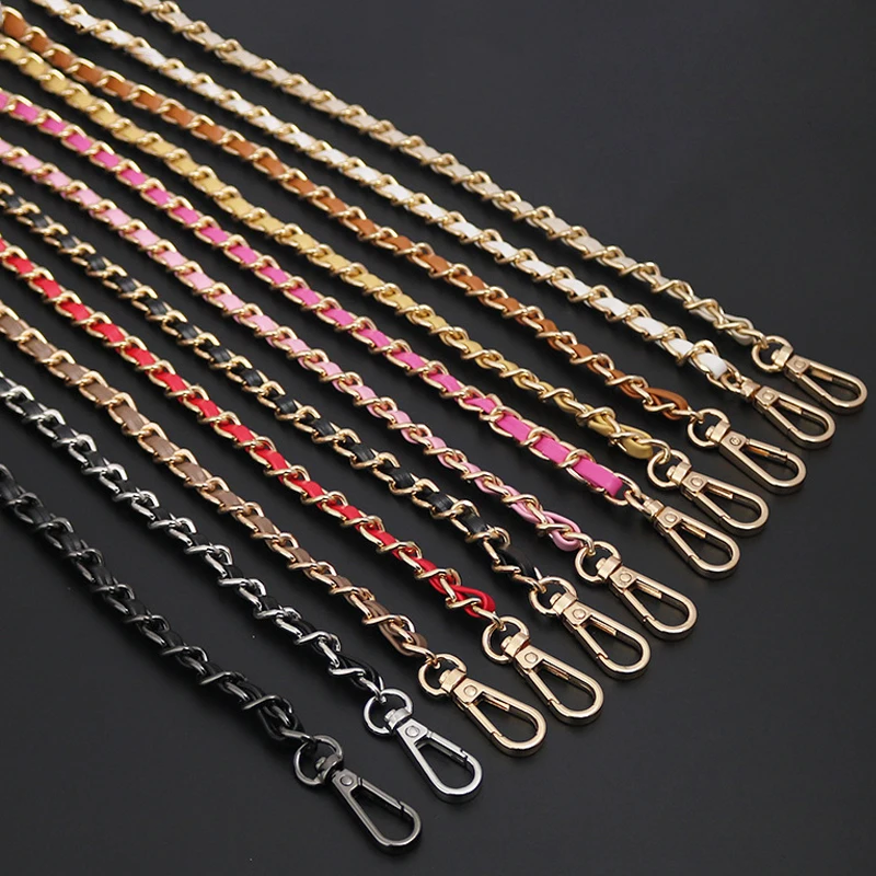  120CM PU Leather Handle Shoulder Bag Strap Purse Hardware Handbag Parts Crossbody Metal Chain Belt Strap Replacement DIY Craft