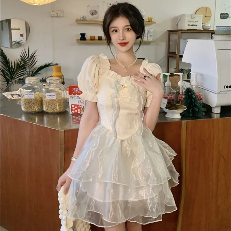 

Spring New Korean Style Fashion Slim Fit Slimming Elegant French Pettiskirt Dress Women