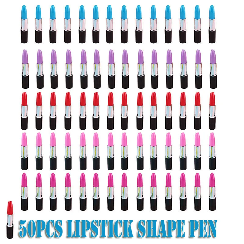 

50 шт., шариковые ручки в форме губной помады