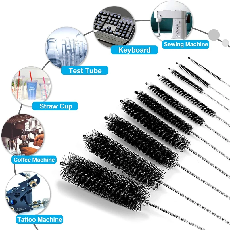 10 sztuk/zestaw Nylon słomy szklany środek czyszczący do rur szczotki szczotka do czyszczenia ze stali nierdzewnej butelka Fish Tank Brush narzędzia do czyszczenia do domu