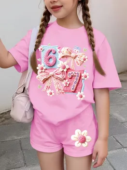 Girls Bow Print Pants Set 1