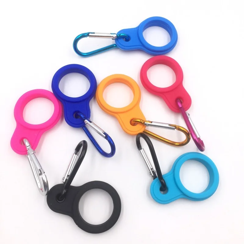Water Bottle Holder 1/2PCS Aluminum Sports Kettle Buckle Outdoor Carabiner Water Bottle Holder Rubber Buckles Hook Camping Hiking Tool