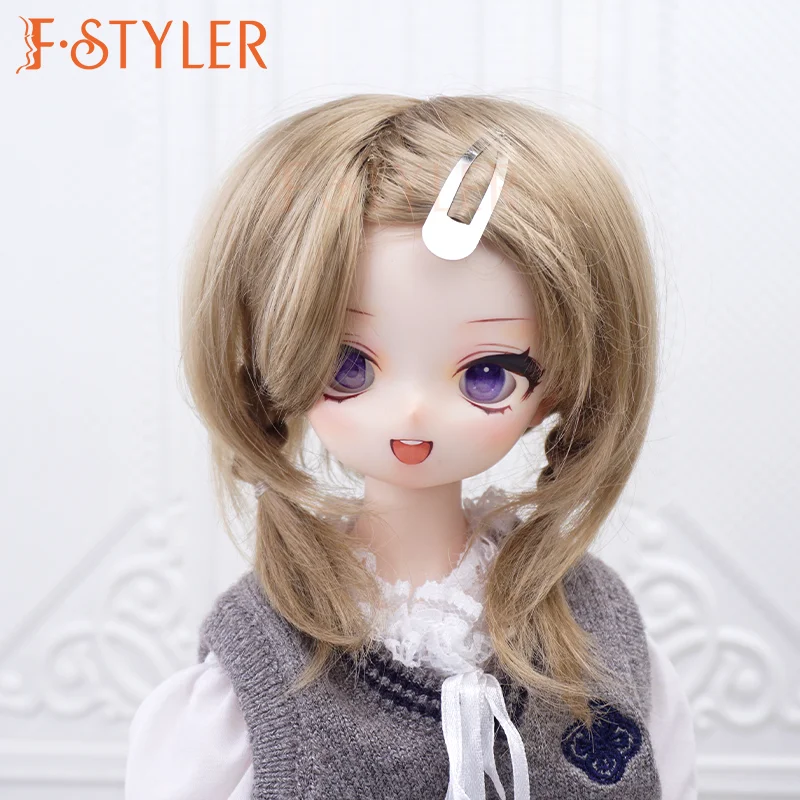 

Парик для куклы FStyler с двойными косами, стильная кукла BJD, мягкая синтетическая мохеровая кукла, различные цвета, аксессуары для волос на заказ, 1/3 1/4