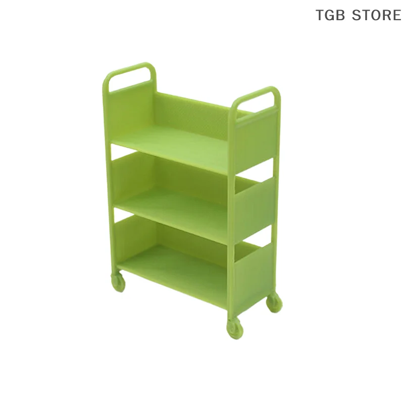 Miniature Trolley Dining Cart with Wheels - Dollhouse Furniture Display Shelf Decor Toy