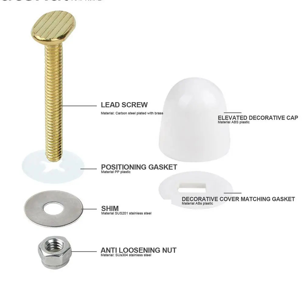 Toilet Fixing S Set Durable Toilet Cover Set Toilet Parts Wear-Resistant S Nut Cover Set Toilet Floor S Caps Set For Home Hotel