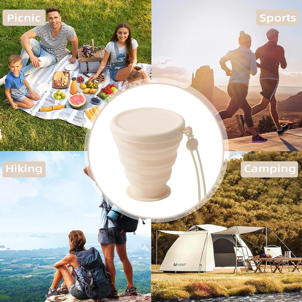 Acquista Tazze in silicone per acqua tinta unita Tazza per gargarismi pieghevole per strumenti per bicchieri da viaggio all'aperto portatili in Italia a partire da 1.87