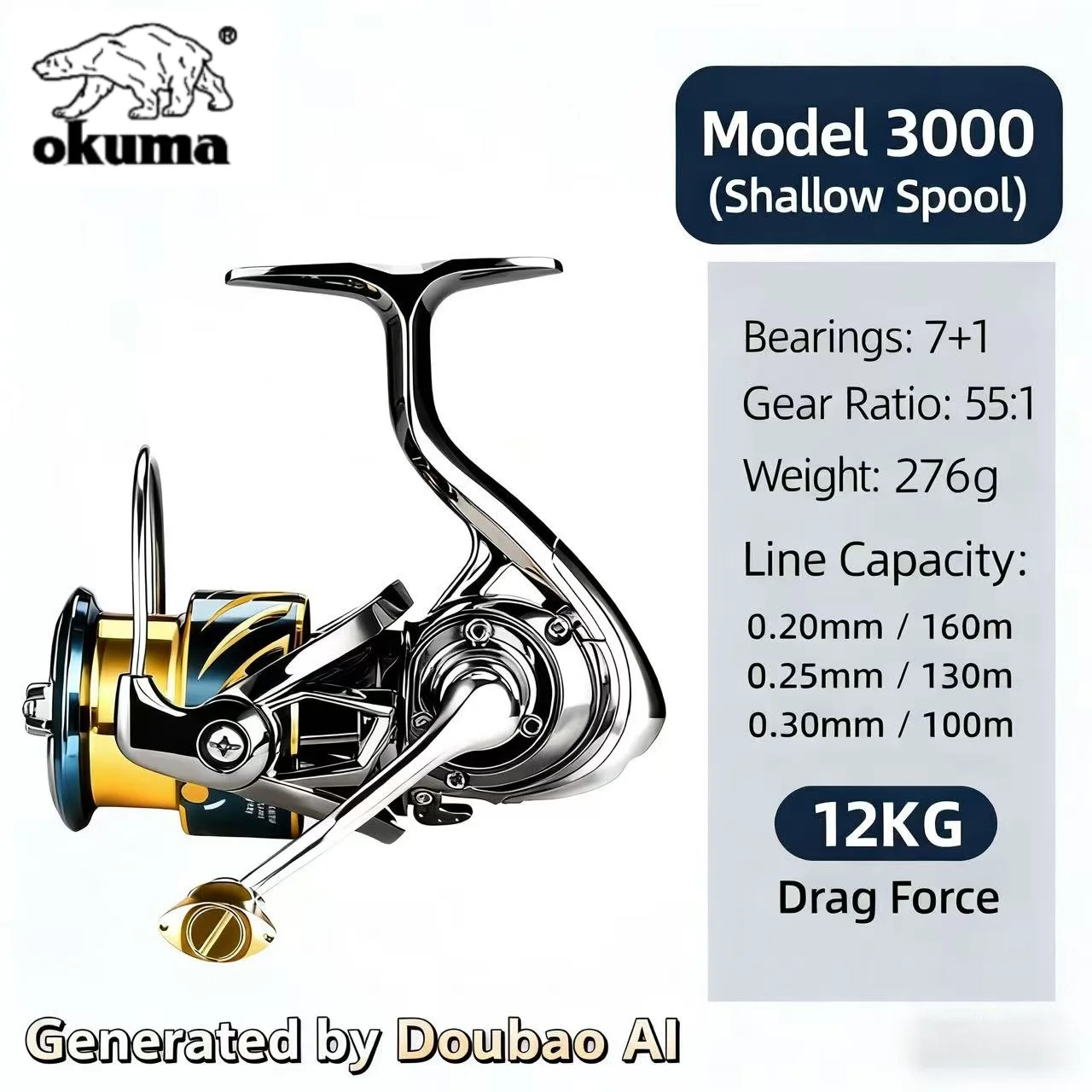 Okuma Angelrolle, Spinnrolle, universelle Angelrolle, komplett aus Metall, Angelrolle für lange Würfe, spezielle Angelschnurrolle, Köderrolle – Detail 3