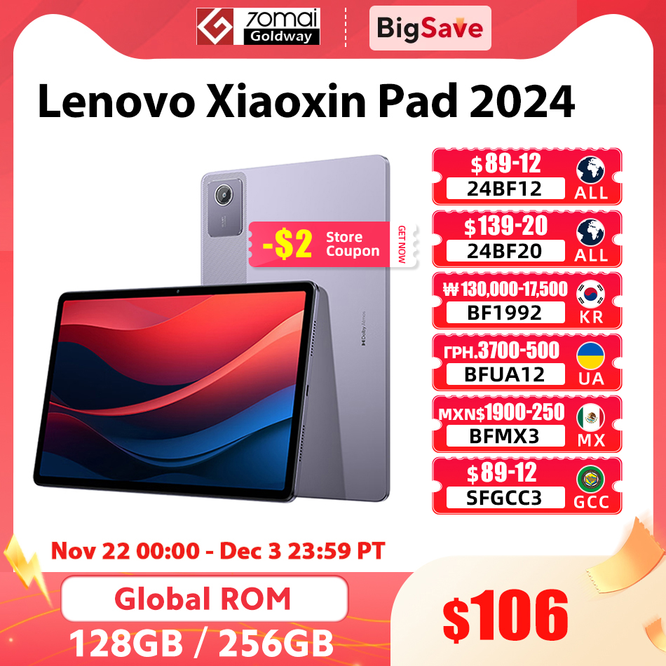Global Firmware Lenovo Tab Xiaoxin Pad 2024 11'' 6GB / 8GB RAM 128GB ROM Snapdragon 685 7040mAh Battery Wifi Google Play Tablet