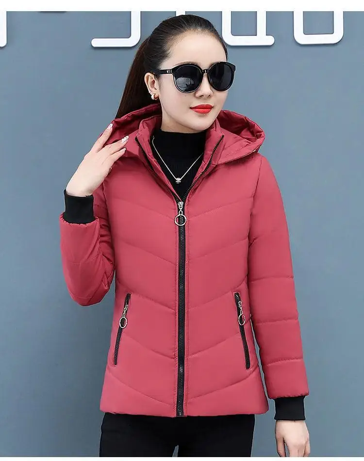 Women'S Short Winter Lambswool Down Cotton Jacket 2025 New Plus Velet Warm Cotton Coat Korean Loose Hooded Parkas Outerwear