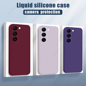 Для Samsung Galaxy S23 S22 S21 Ultra S20 FE A53 A52 A54 искусственный жидкий силиконовый мягкий чехол для Samsung S22 S23 Plus S21 FE чехол для телефона