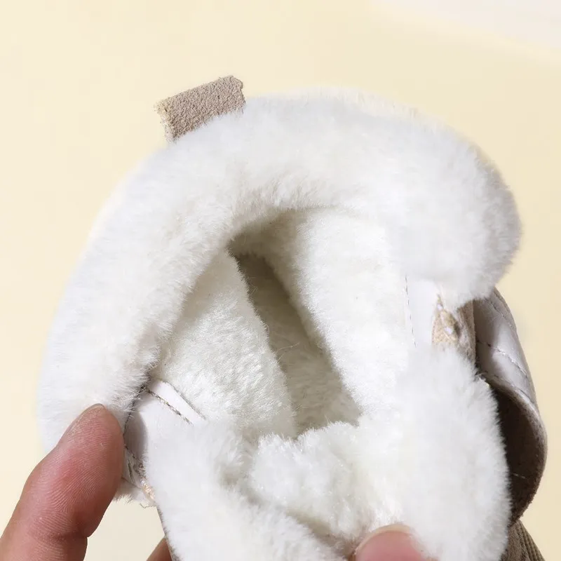 Winter Baby Snow Boots Unisex Leather Cute Boys Girls Shoes Warm Cotton Sneakers Soft Bottom Toddler Baby Shoes