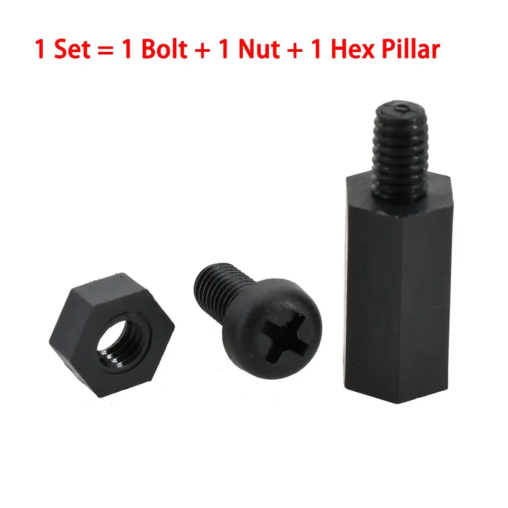 thumbnail image 1 of M2 M3 M4 M5 M6 Motherboard PCB Pillars Spacers Black White Nylon Hex Standoff Thread Male To Female Phillips Screw Bolt Nut Set, 1 of 5