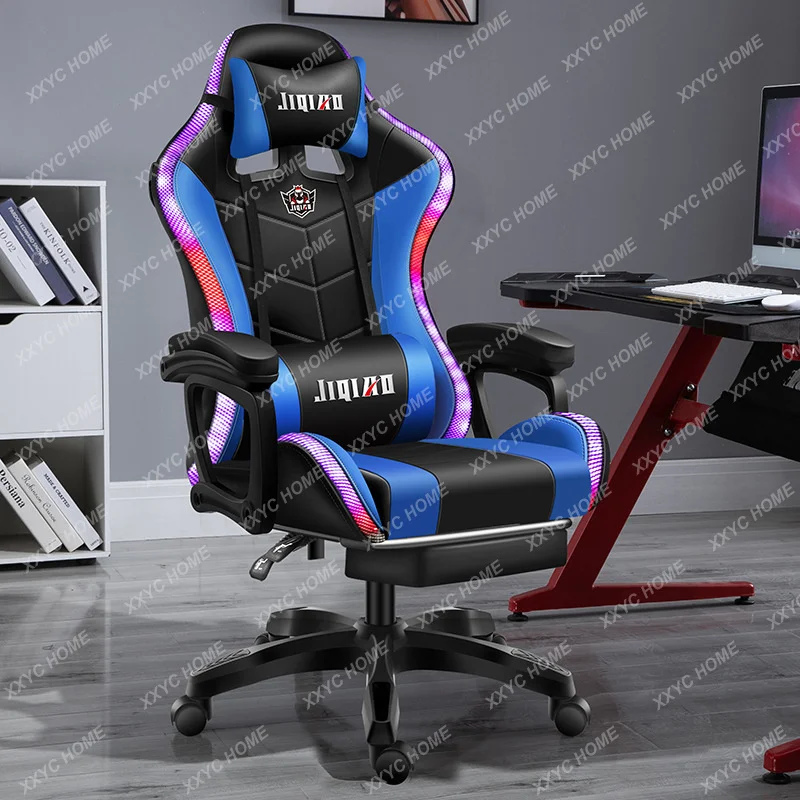 Desk Gaming High Quality Computer Chair with Massage Leather Office Light Gamer Chair Swivel Gaming Ergonomic Cadeira Furniture стол для компьютера arozzi arena gaming desk dark grey