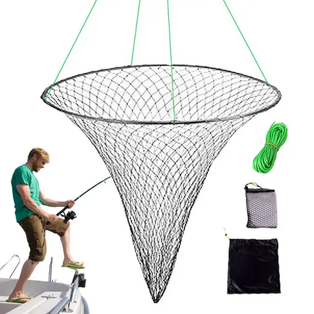 Casting Net For Bait Fish Crab Cages With Large Mesh Round Shrimp Nets Bait Trap Fish Cast Nets For Fishing Quick Drying Heavy