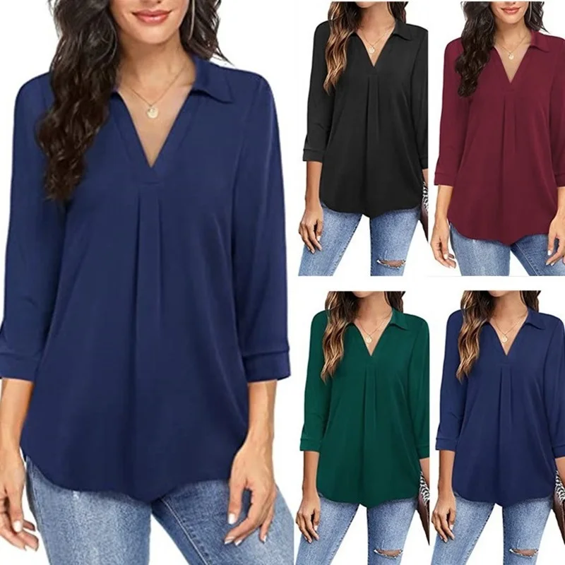Ladies Long Sleeve Blouse T-Shirts Summer Loose Casual Female Women ...