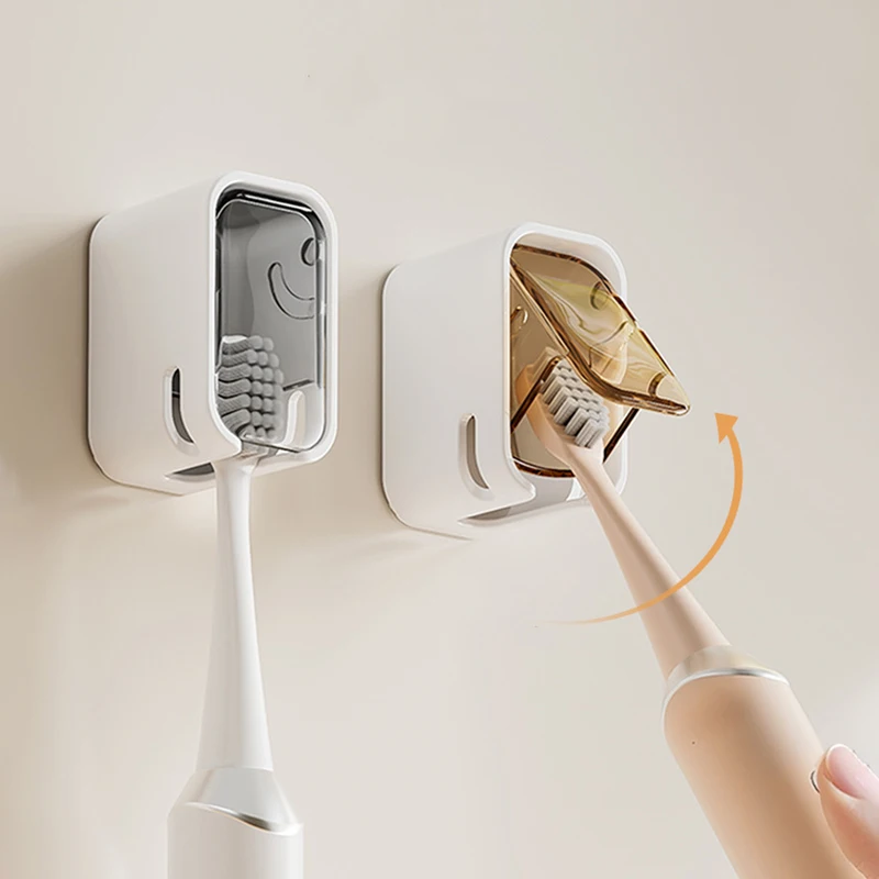 Dustproof Wall Mounted Toothbrush Holder Storage Box For Bathroom