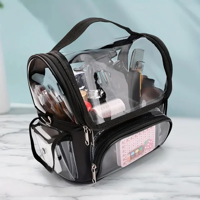 55832-e76c0f.jpg Makeup Brush Holder Backpack Makeup Artist Travel Case Clear Waterproof Cosmetic Organizer Bag With Adjustable Strap And Divider
