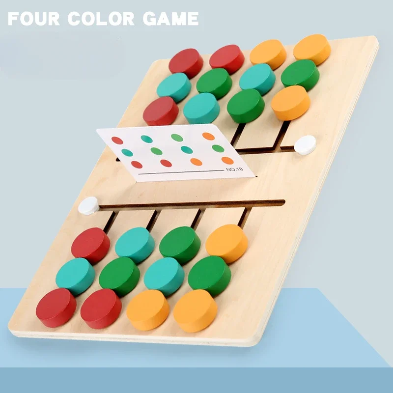 Montessori Learning Toys Mobile Color and Shape Puzzle Matching Brain Teasers Logic Game Early Educational Wooden Toys for Kids 4