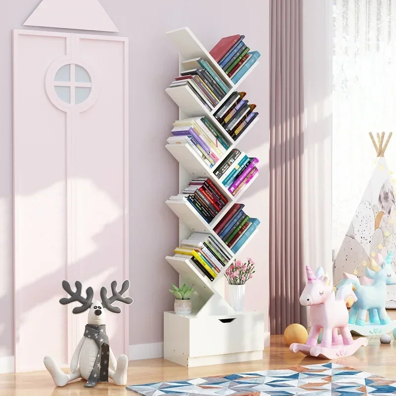 Modern Children's TreeShaped Bookshelf FloortoCeiling Design Living Room Storage Bookcase Innovative Home Library