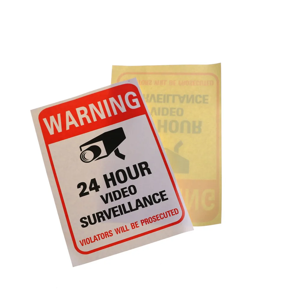 5Pcs/lot 24H Video Camera System Warning Sign Wall Sticker Decal Surveillance Monitor Decal Public Area Security warning stickers