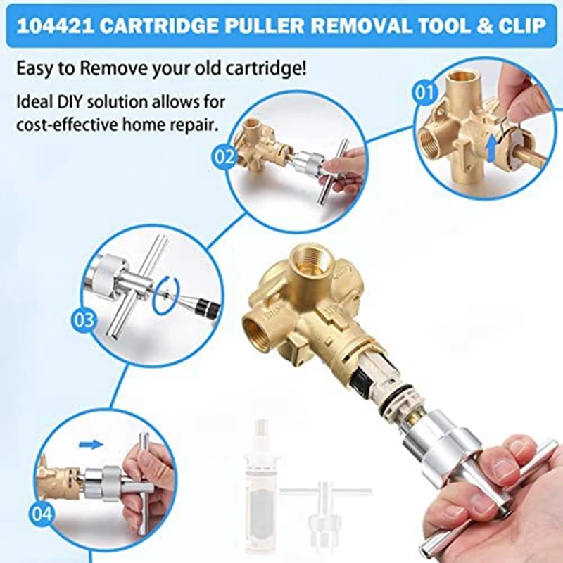 The New1222 Replacement With 104421Puller Removal Tool & Clip Compatible , Bathtub Shower Valve Parts Repair Kit