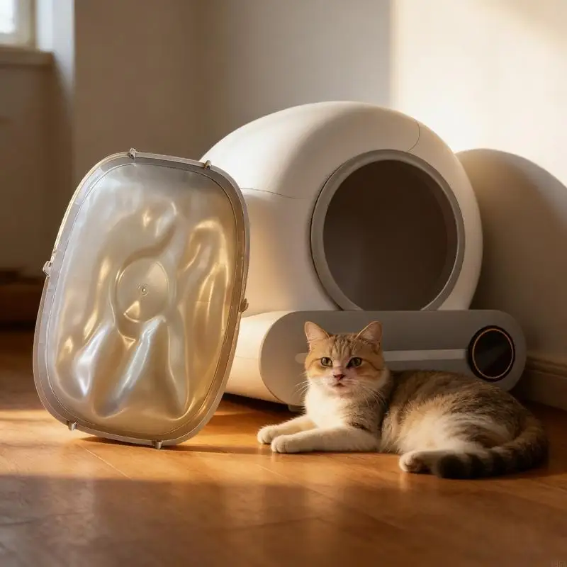 방수 및 누수 방지 실리콘 고양이 화장실 매트, 톤피 자가 세척 고양이 화장실용