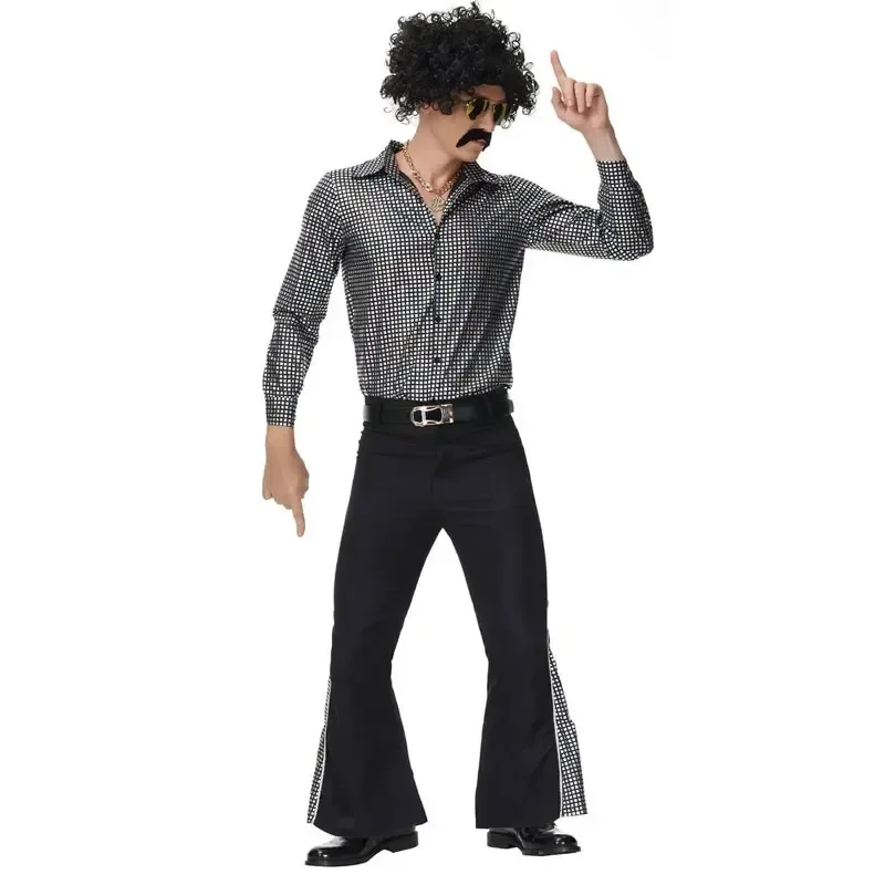 

Halloween Hippie Costumes Set 70s 80s Cosplay Costume Suit for Men Fancy Disguise Carnival Party Vintage Rock Disco Night Club