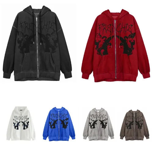 

2023 New Hoodie Sweater Women's Loose Street Sports Zipper Cardigan Coat Women