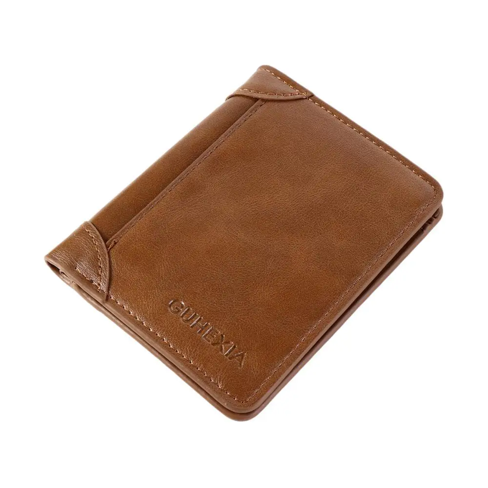 Urban Style Men's Leather Bi-Fold Wallet - Soft, Solid Color Credit Card Holder