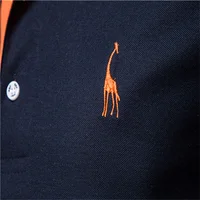 Polo Girafe à Manches Courtes pour Homme, Chemise Brodée de Qualité, Décontractée, Business, Social, Été, Livraison Directe 3