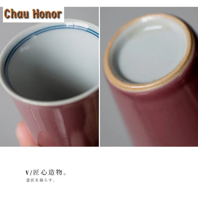 2pc/set 45ml Boutique Cowpea Red Ceramic Tea Cups Household Sample Small Tea Cup Retro Master Cups Porcelain Kung Fu Teaware Set