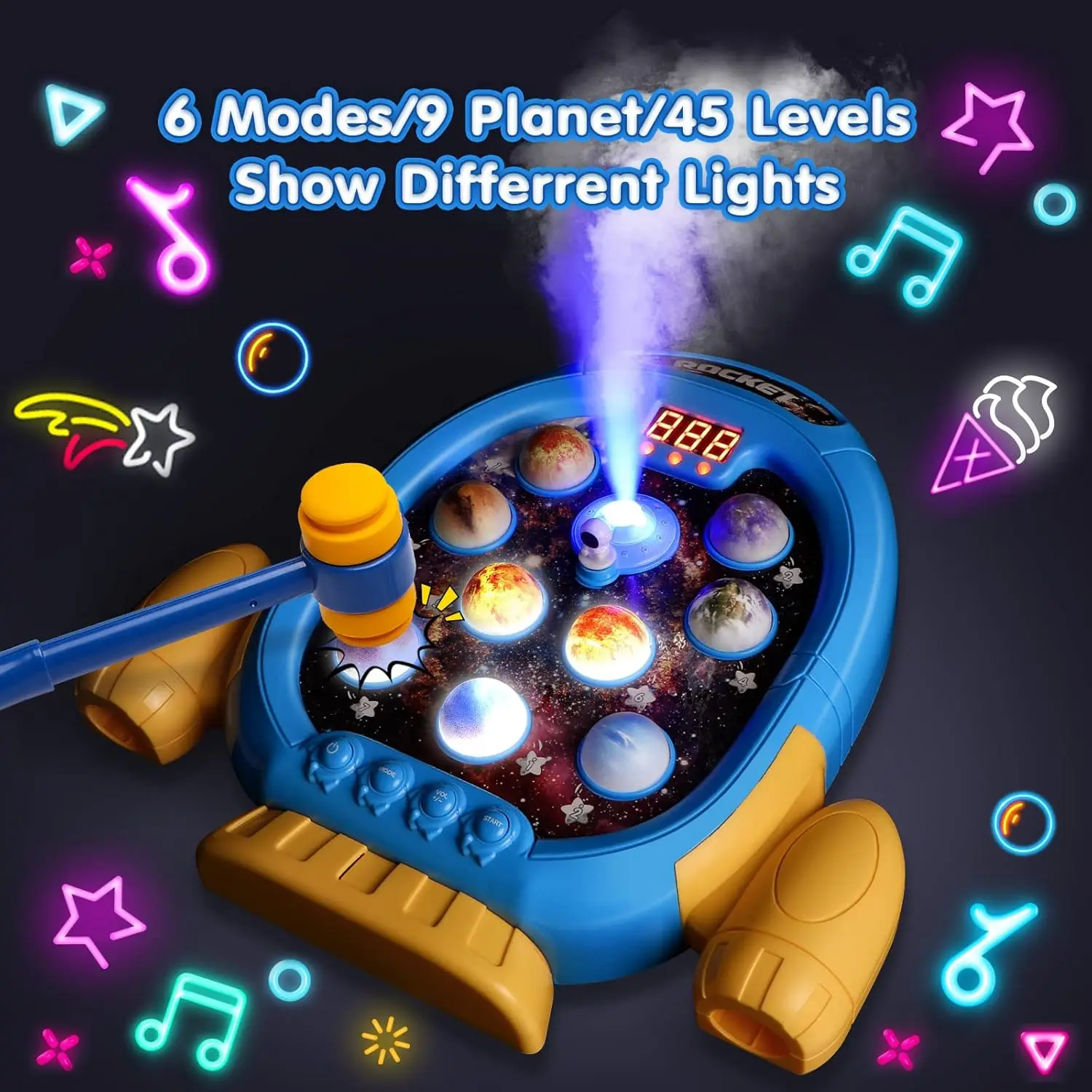Whack Game Mole Toy for Toddler kids Large Universe Spray Game Machine Whack-a-Mole Toy with Spray Sounds & Light Halloween Gift 2