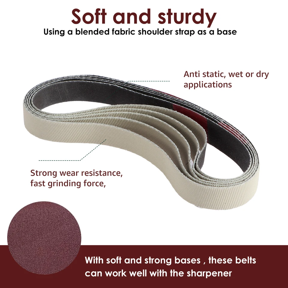 10 Pcs 80 Grit Sanding Belt Kit – 1/2 X 18 Inch, Zirconia, Alumina, Silicon Carbide | Sharpening & Polishing Belts For Metal, Wood, Plastic - View #3