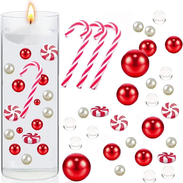 Bougies flottantes centre de table pour décoration de fête de Noël Perles  de remplissage de vase de Noël Perles de gel perles pour vase Candyland eau
