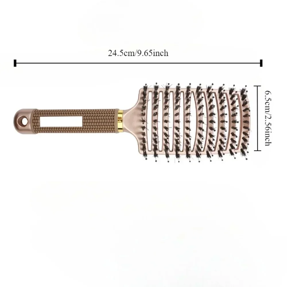 Curly Hair Detangling Brush with Scalp Massaging Bristles - Fluffy Salon Styling Tool