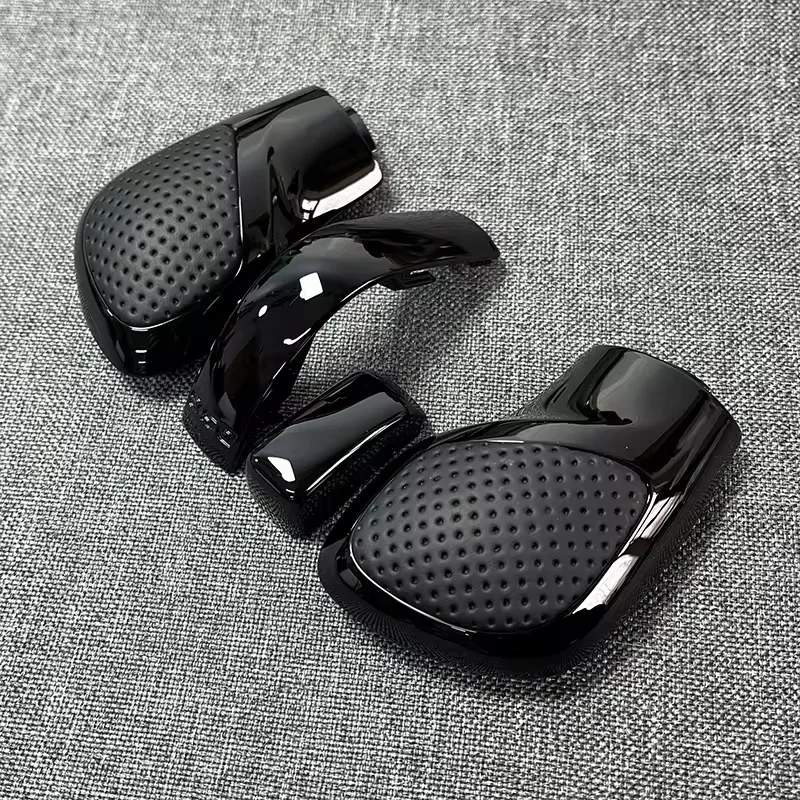 4PCS Chrome Matte Leather Shift Knob Gear Side Cover with DSG Emblem