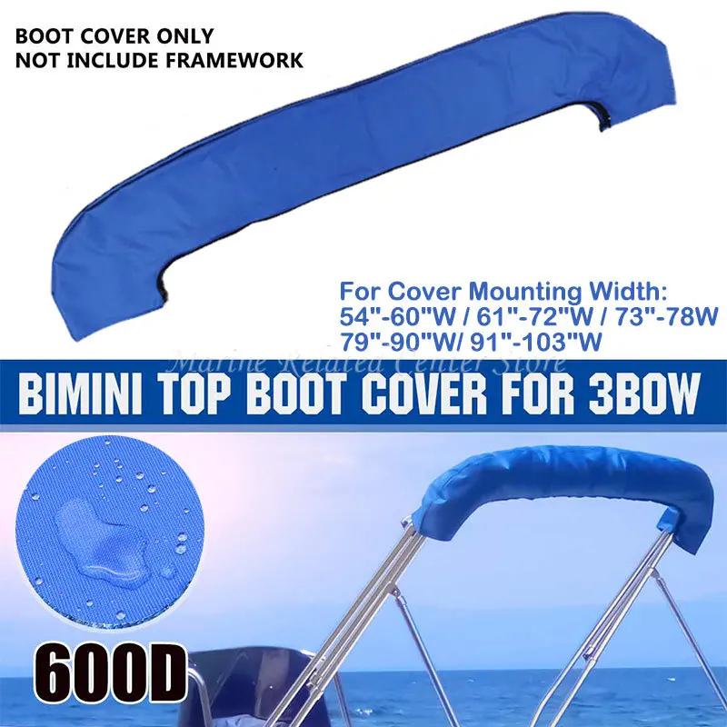 

600D 3 BOW Bimini Top Boot Cover No Frame Boat Cover Waterproof Anti UV Boat Cover Dustproof Marine Cover Boat Accessories