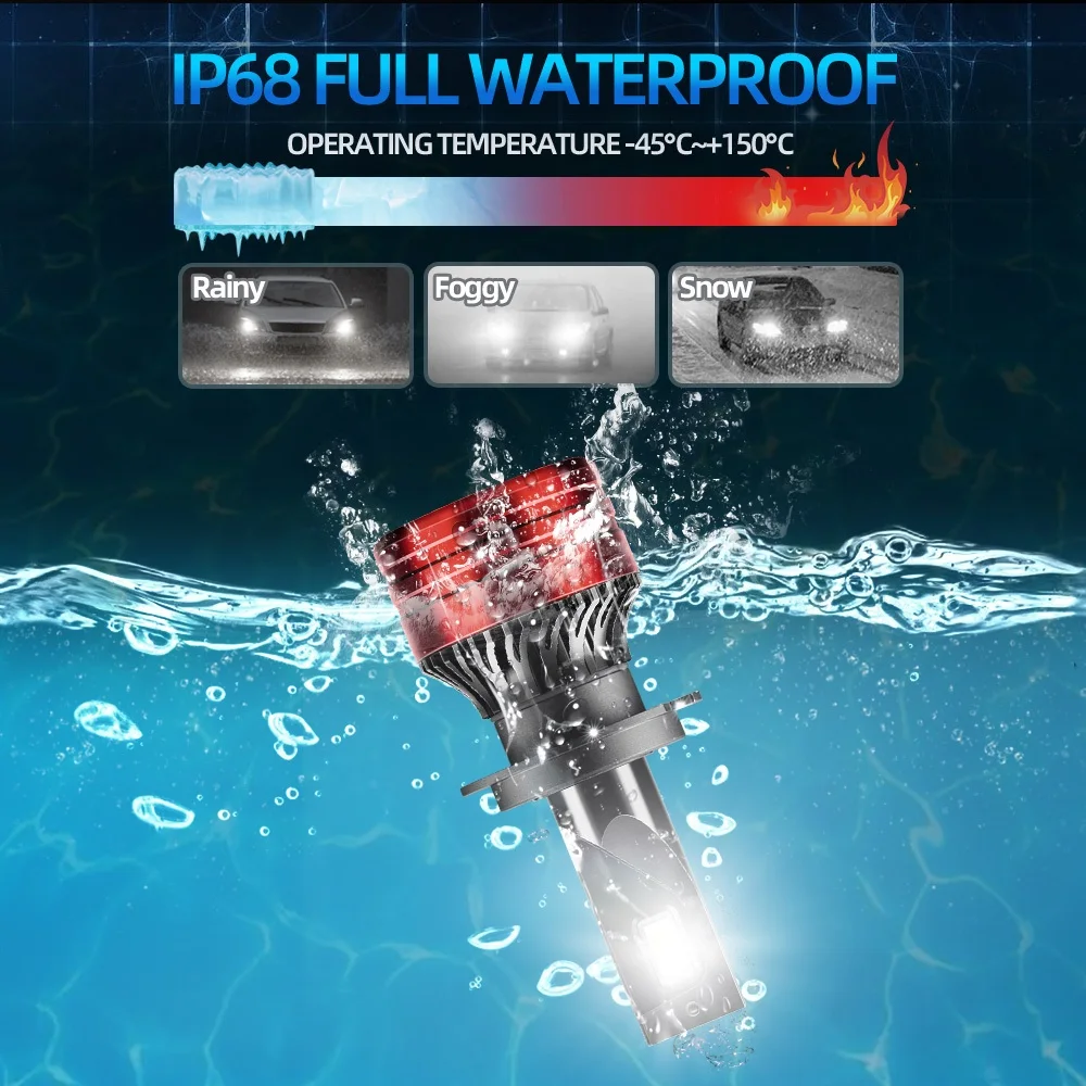 2Pcs 140W H7 LED Lamp High Power LED Headlight Bulb 24000LM 140W 400% Brightness 6500K White CSP 3570 Chips 12V Auto Fog Lamp