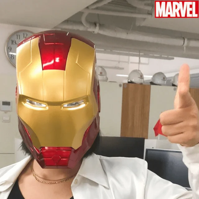 Casque de Cosplay Marvel Avengers Iron Man, Masque Ironman en PVC avec  Lumière LED, Jouets Figurines