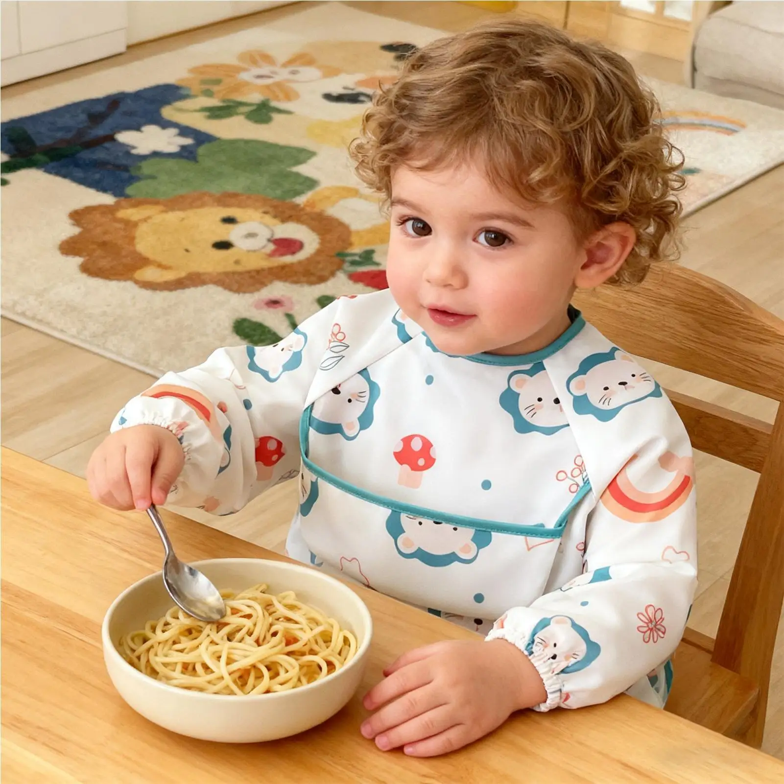 새로운 방수 긴팔 앞치마  스모크 턱받이 부드러운 소매 조절 가능한 이유식 스..