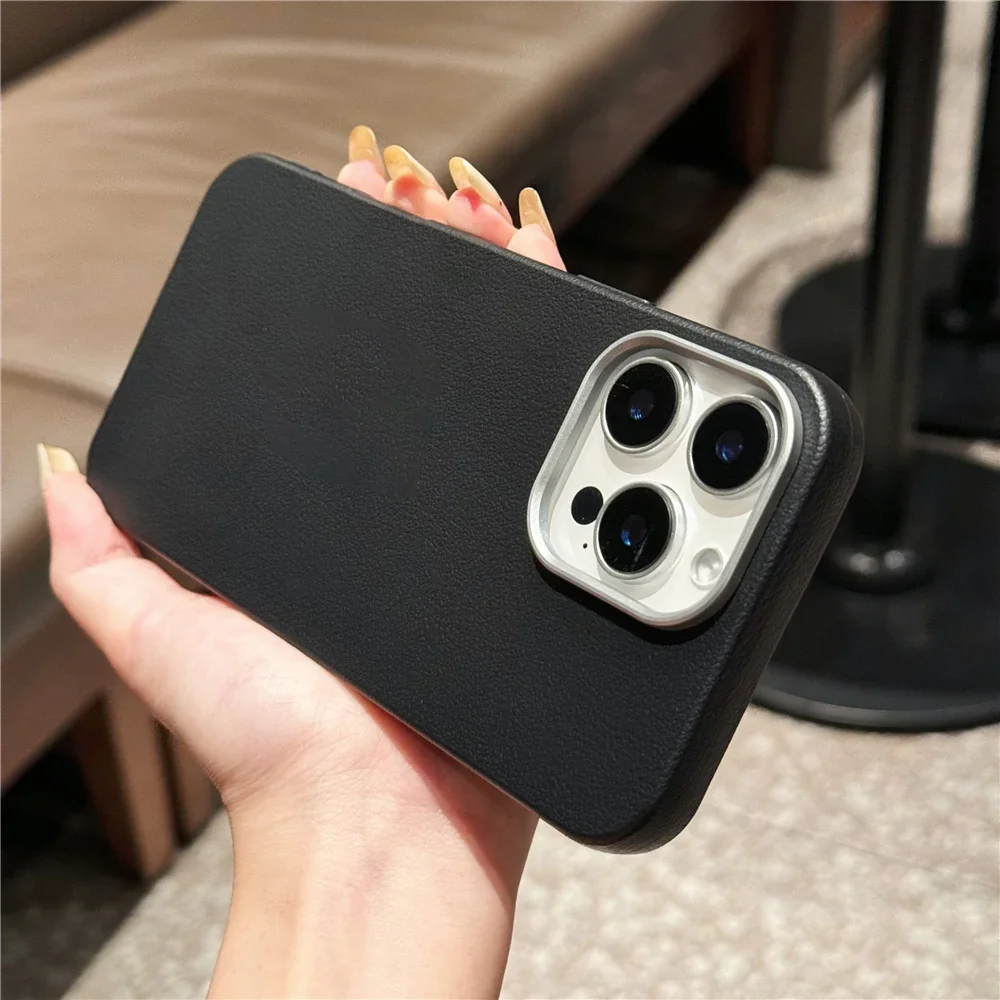Matte Litchi Texture Leather Soft Shockproof Silicone Case