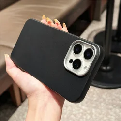 Matte Litchi Texture Leather Soft Shockproof Silicone Case for iPhone 17 Pro (Black)