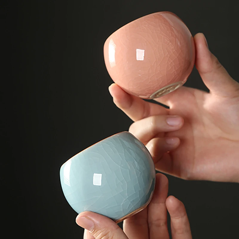 Boutique Kiln Ceramic Teacup Handmade Crackle Glaze Tea Cup Tea Set Home Samll Tea Bowl Master Cup Personal