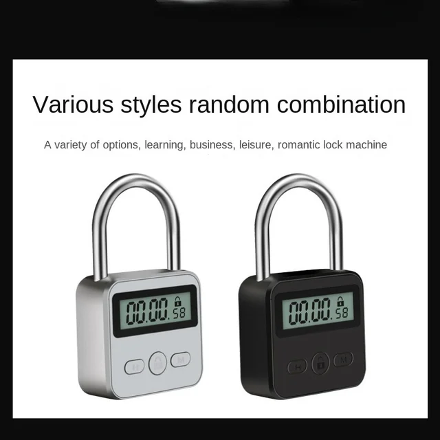Smart Time Lock LCD Display Time Lock Multifunction Travel Electronic Timer, Waterproof USB Rechargeable Temporary Timer Padlock 4