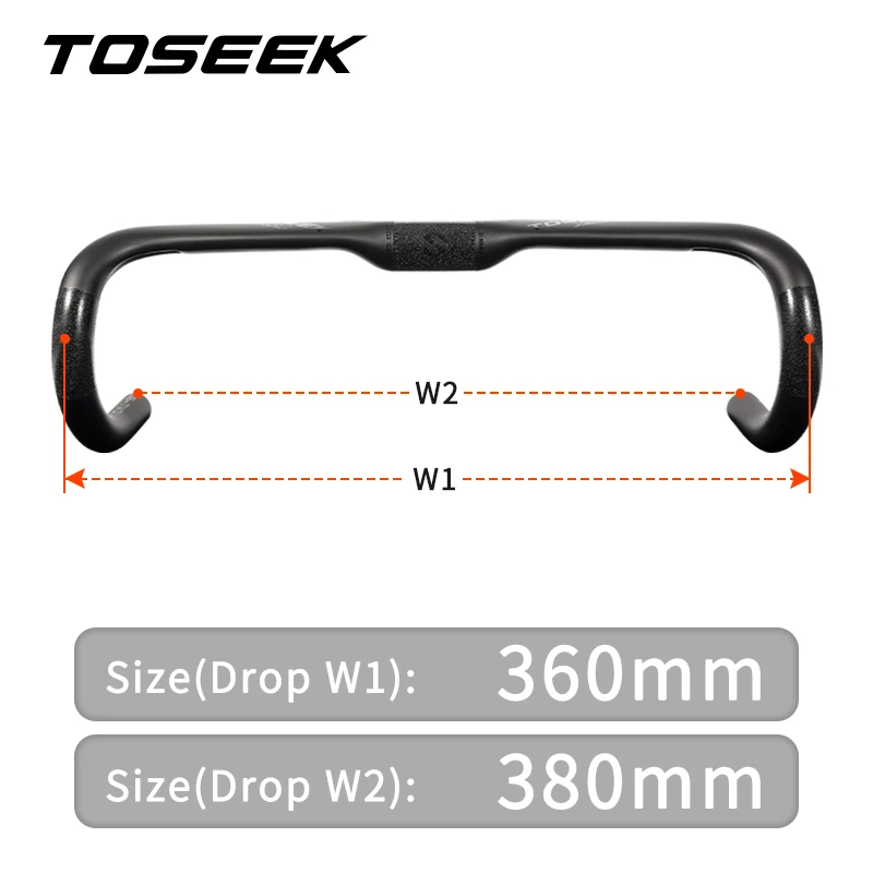 Kierownica szosowa TOSEEK ZXB-TWO z włókna węglowego 400/420/440 mm UD Matt z wewnętrznym prowadzeniem kierownicy rowerowej_voghion.com