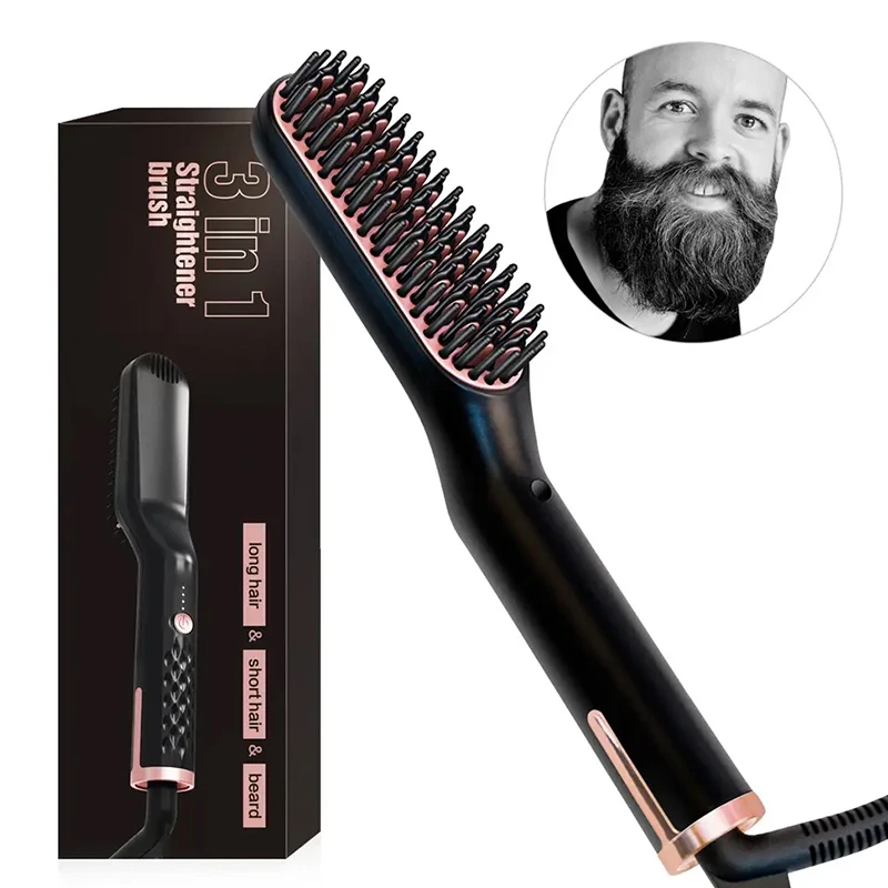 Premium Beard Straightener Comb Fast Heating Electric Straightening Mini Portable Heated Straightener.