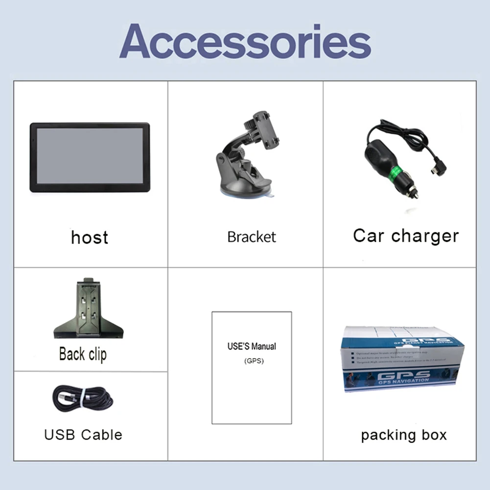 

7-дюймовый GPS-навигатор для автомобиля, аксессуары для грузовика, HD-навигатор, бесплатные обновления, Карта Европы, Северной Америки, 256 м + 8 Гб, FM-музыкальный дисплей