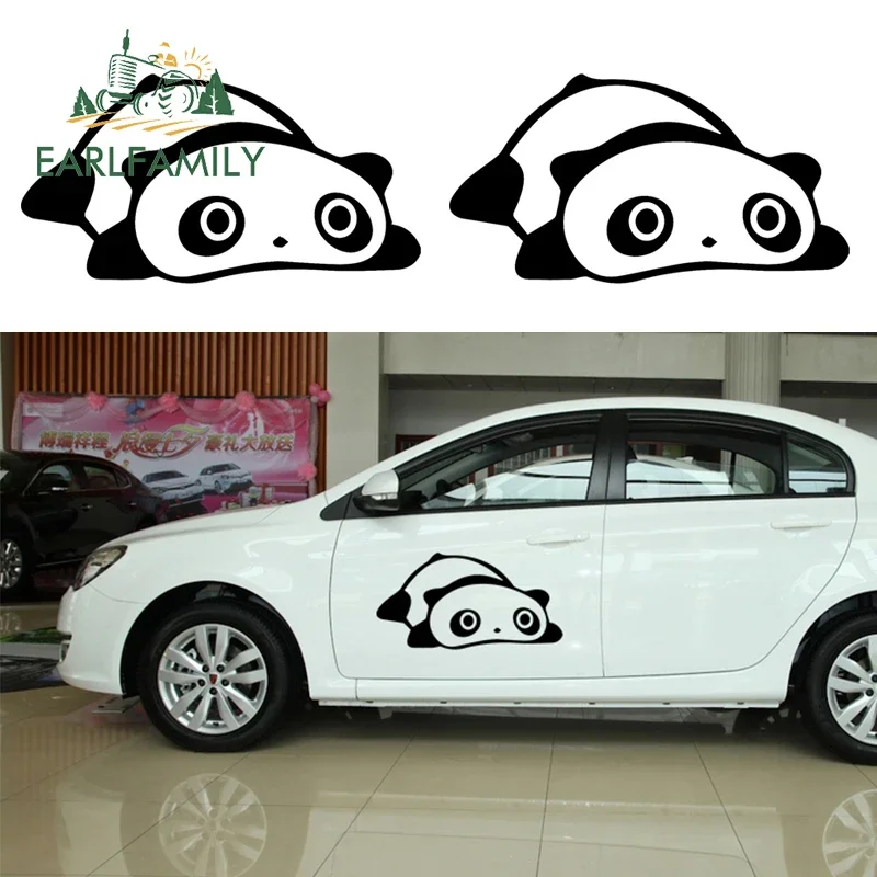 

EARLFAMILY 58cm X 32.63cm 2x Cute Panda Funny Graphical (one for Each Side) Car Sticker for Window Auto Door Vinyl Decal